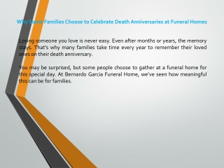 Why Some Families Choose to Celebrate Death Anniversaries at Funeral Homes