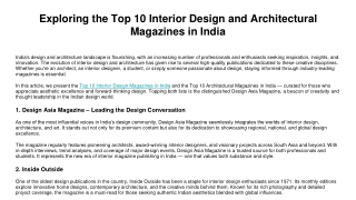 Exploring the Top 10 Interior Design and Architectural Magazines in India