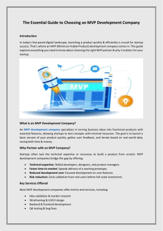 The Essential Guide to Choosing an MVP Development Company