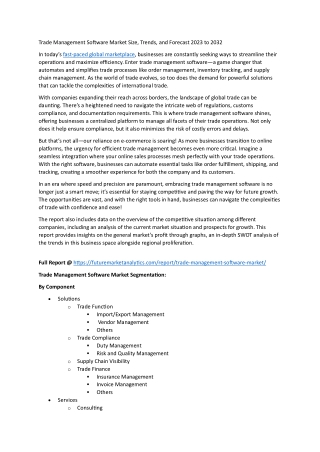 Trade Tech Disruption: Competitive Landscape of Trade Management Software
