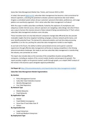 Cloud-Native Subscriber Data Management: Architecture and Adoption Trends