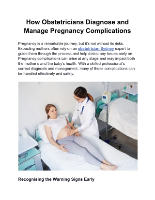 How Obstetricians Diagnose and Manage Pregnancy Complications