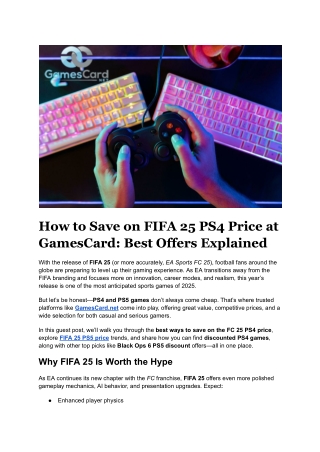 How to Save on FIFA 25 PS4 Price at GamesCard_ Best Offers Explained