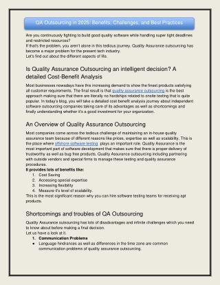 QA Outsourcing in 2025- Benefits, Challenges, and Best Practices