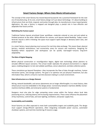 Smart Factory Design: Where Data Meets Infrastructure