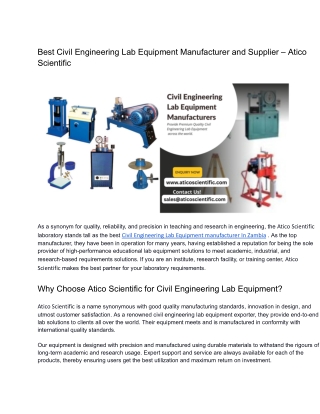 Best Civil Engineering Lab Equipment Manufacturer and Supplier – Atico Scientific