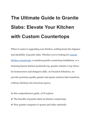 Tech Services & Quartz Countertop Solutions | Oceanic6 Solutionz – India’s Trust