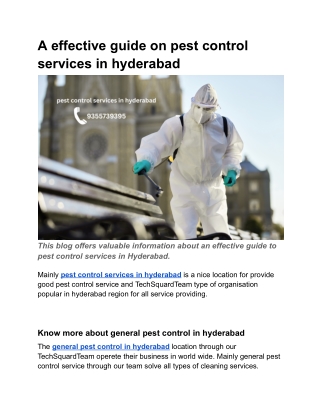 A effective guide on pest control services in hyderabad