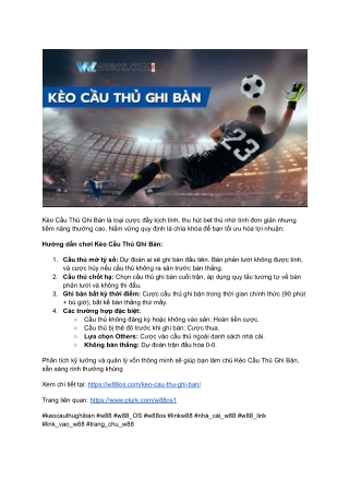 Kèo Cầu Thủ Ghi Bàn_ Bí Mật Thành Công Từ W88 OS