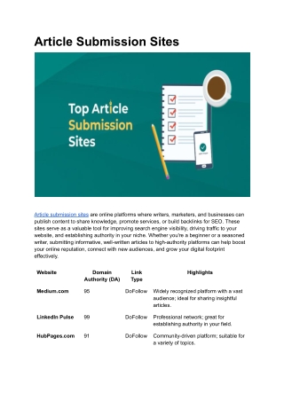 Article Submission Sites