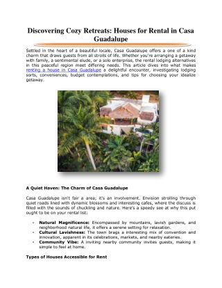 Discovering Cozy Retreats Houses for Rental in Casa Guadalupe