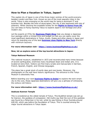 How to Plan a Vacation in Tokyo