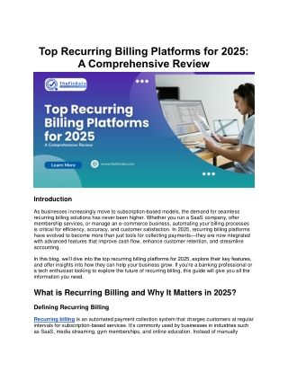Top Recurring Billing Platforms for 2025: A Comprehensive Review