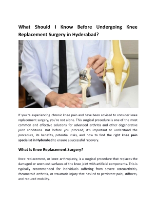 What Should I Know Before Undergoing Knee Replacement Surgery in Hyderabad