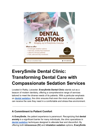 EverySmile Dental Clinic_ Transforming Dental Care with Compassionate Sedation Services