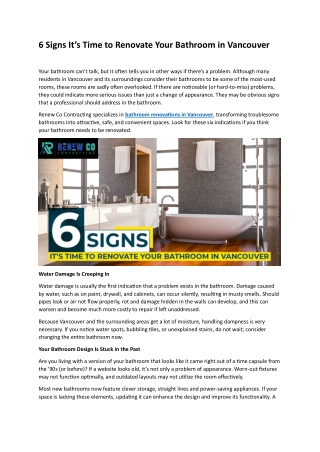 6 Signs It’s Time to Renovate Your Bathroom in Vancouver