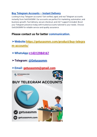Buy Telegram Accounts – Instant Delivery