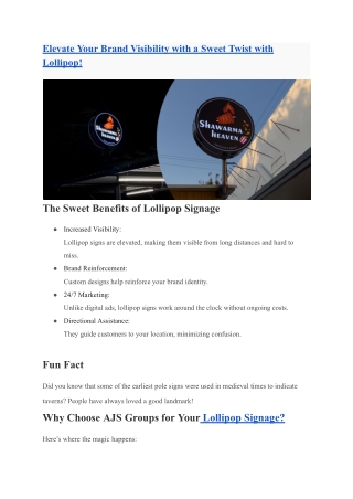 _Lollipop signage SERVICES
