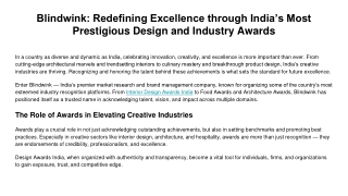 Blindwink_ Redefining Excellence through India’s Most Prestigious Design and Industry Awards