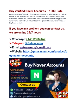 Buy Verified Naver Accounts – 100% Safe