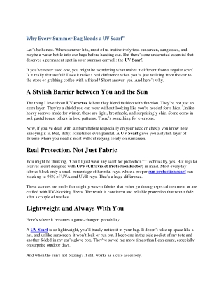 Why a UV Scarf Is a Must-Have in Your Summer Bag