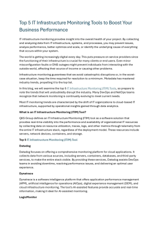 Top 5 IT Infrastructure Monitoring Tools to Boost Your Business Performance