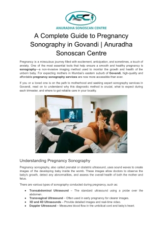 A Complete Guide to Pregnancy Sonography in Govandi | Anuradha Sonoscan Centre