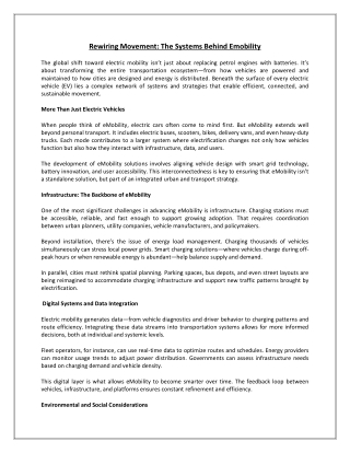 Rewiring Movement: The Systems Behind eMobility