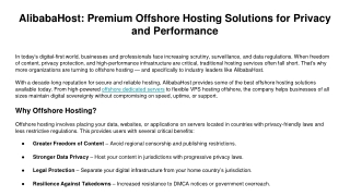 AlibabaHost_ Premium Offshore Hosting Solutions for Privacy and Performance