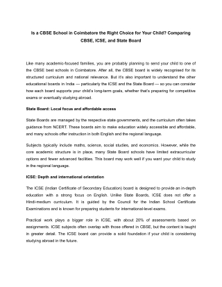 Is a CBSE School in Coimbatore the Right Choice for Your Child