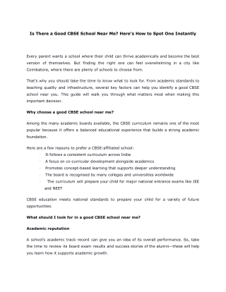 Is There a Good CBSE School Near Me Here’s How to Spot One Instantly