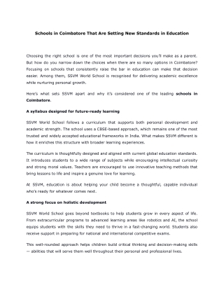 Schools in Coimbatore That Are Setting New Standards in Education