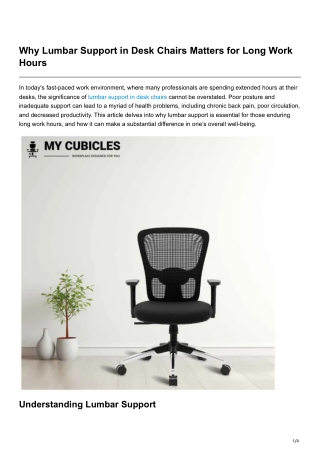 Why Lumbar Support in Desk Chairs Matters for Long Work Hours