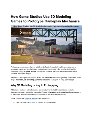 How Game Studios Use 3D Modeling to Prototype Gameplay Mechanics
