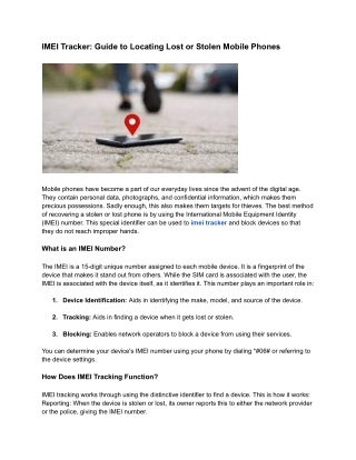 IMEI Tracker_ Guide to Locating Lost or Stolen Mobile Phones