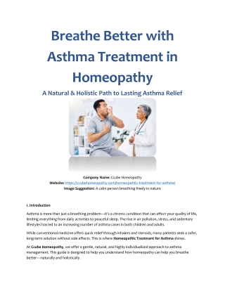 Breathe Better with Asthma Treatment in Homeopathy
