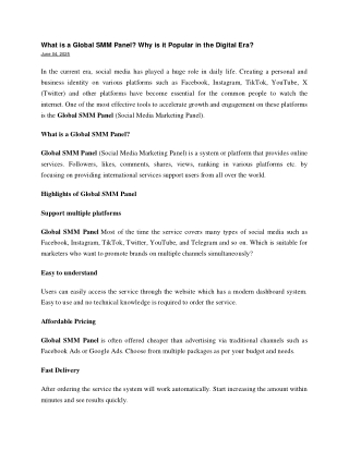 What is a Global SMM Panel Why is it Popular in the Digital Era