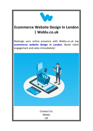 Ecommerce Website Design In London  Weblu.co.uk