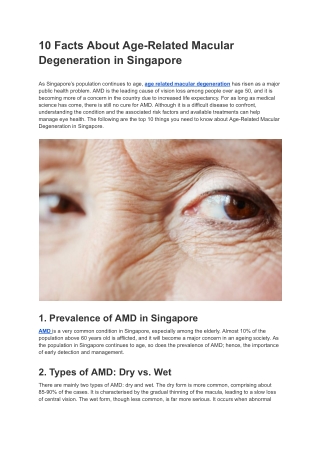 10 Facts About Age-Related Macular Degeneration in Singapore