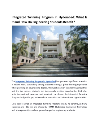 Integrated Twinning Program in Hyderabad