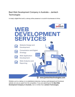 Best Web Development Company in Australia Jamtech Technologies