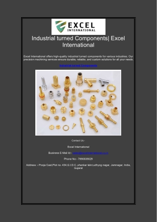 Industrial turned Components| Excel International