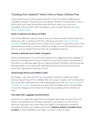 Traveling from Gatwick