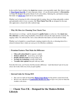 True Classic Tees UK – Where Fit, Fabric, and Fashion Align