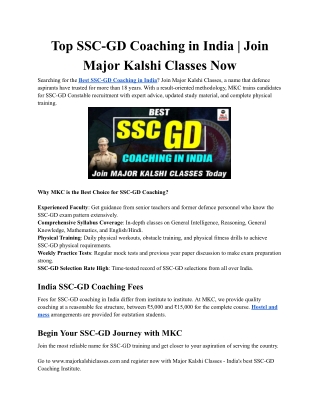 Top SSC-GD Coaching in India