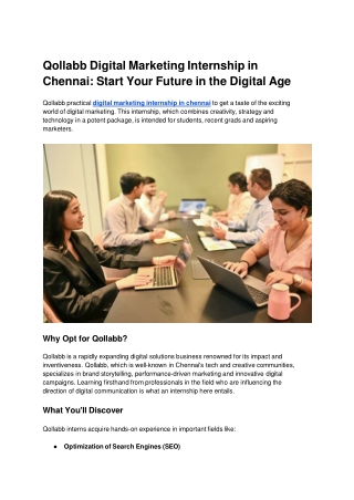 Qollabb Digital Marketing Internship in Chennai_ Start Your Future in the Digital Age