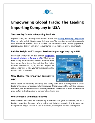 Empowering Global Trade: The Leading Importing Company in USA