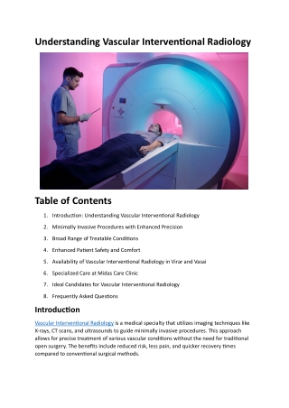 Understanding Vascular Interventional Radiology