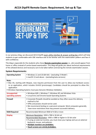 ACCA DipIFR Remote Exam Requirement, Set-up & Tips