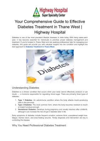 Your Comprehensive Guide to Effective Diabetes Treatment in Thane West